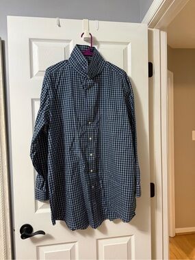 Kirkland Signature Navy Check Button-Down Shirt